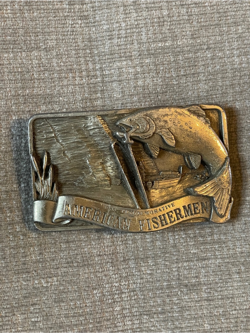 Vintage American Fisherman Belt Buckle The 1985 Commemorative Limited Ed USA